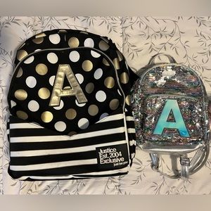 2 Justice Letter A backpacks!
